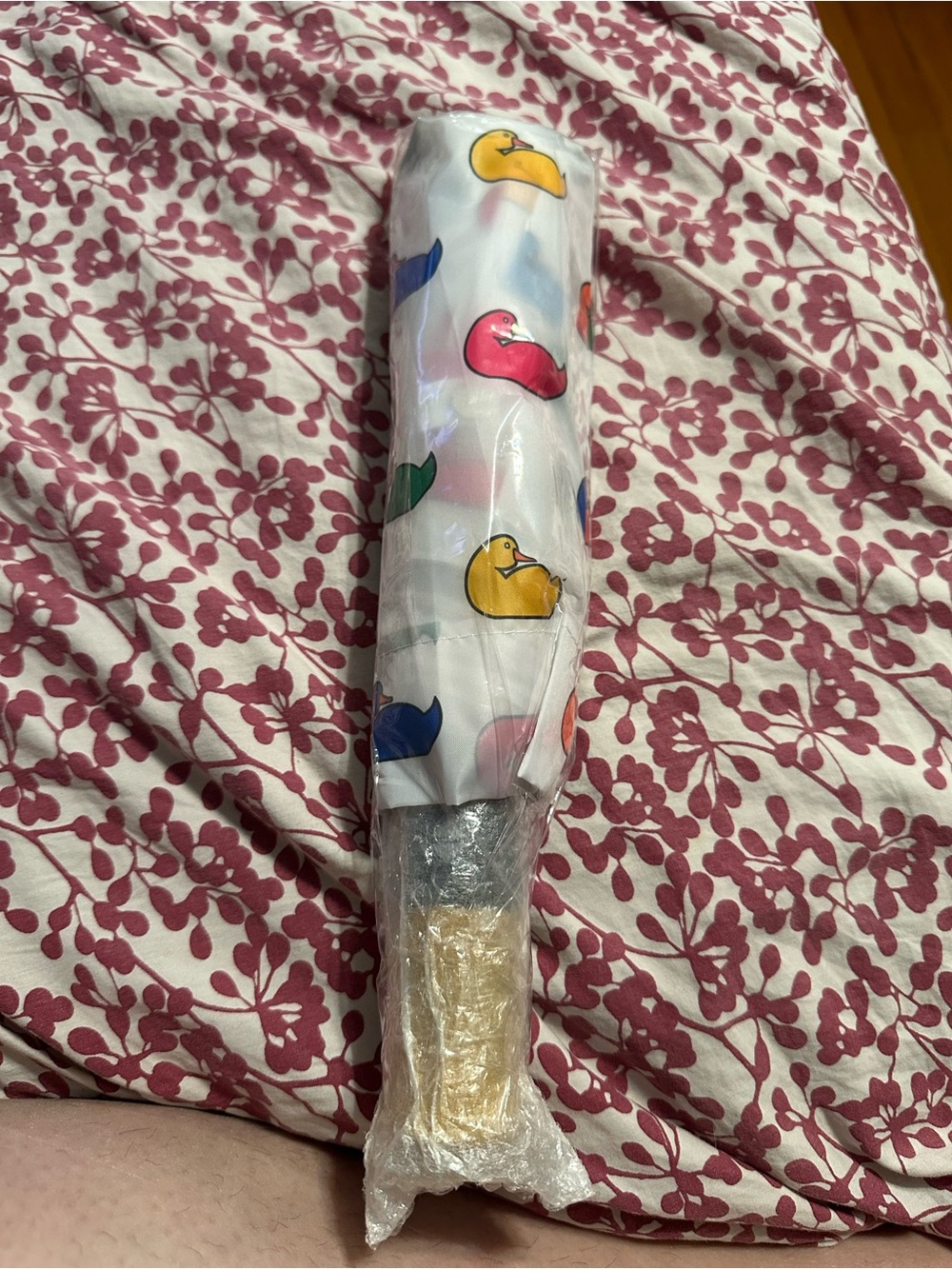 Dooney & Bourke White Umbrella with Multicolor Rubber Duck Print